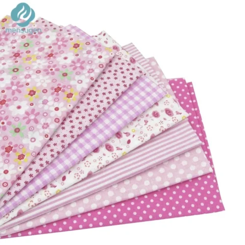 Printed Cotton Fabric Squares – 7pcs 25 × 25cm Patchwork & DIY Fabric