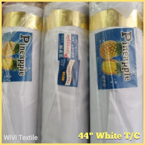 White TC Fabric 44–45" Width – Cotton Polyester Fabric 60 Yards Roll