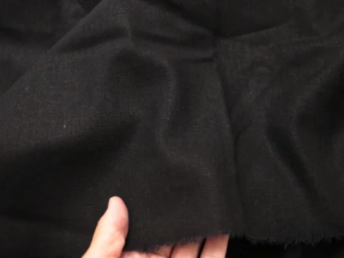 Black Linen Cotton Blend Fabric 50 × 140cm – Soft Natural Sewing & DIY Fabric