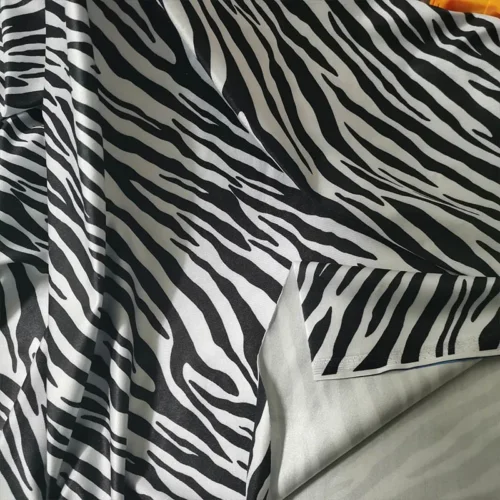White Zebra Print Cotton Spandex Knit Fabric 150 × 200cm – 4-Way Stretch Apparel Fabric