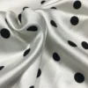 White Stretch Satin Fabric with Black Polka Dots 0.5 × 114cm – Dressmaking Fabric