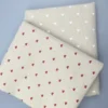 Natural Linen Fabric 50 × 150cm – Peach Heart Print Canvas Fabric for DIY Sewing