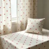 Natural Linen Fabric 50 × 150cm – Peach Heart Print Canvas Fabric for DIY Sewing