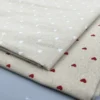 Natural Linen Fabric 50 × 150cm – Peach Heart Print Canvas Fabric for DIY Sewing