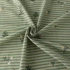 Green Embroidered Striped Cotton Linen Fabric 50 × 145cm – Sewing Fabric for Dresses & Shirts