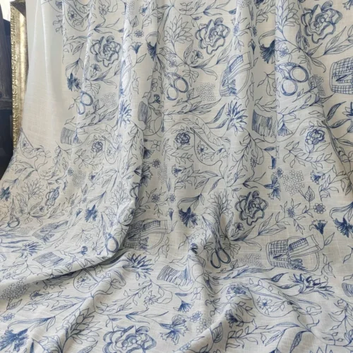 Soft French Embroidered Linen Fabric 1m – Decorative Fabric for Clothing & Home Décor