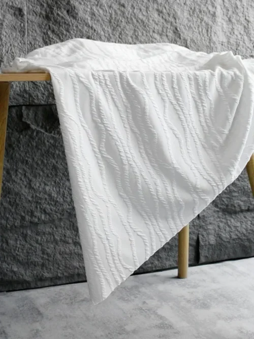 White Striped Jacquard Knit Fabric 1m – Stretch Pleated Fashion Fabric