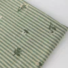 Green Embroidered Striped Cotton Linen Fabric 50 × 145cm – Sewing Fabric for Dresses & Shirts