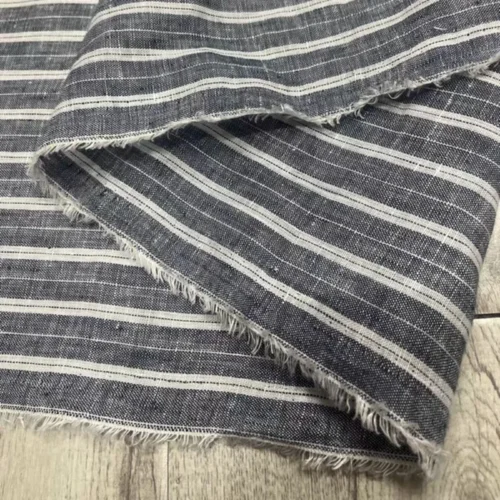Japanese Yarn-Dyed Striped Linen Fabric 50 × 140cm – Soft Breathable Sewing Fabric