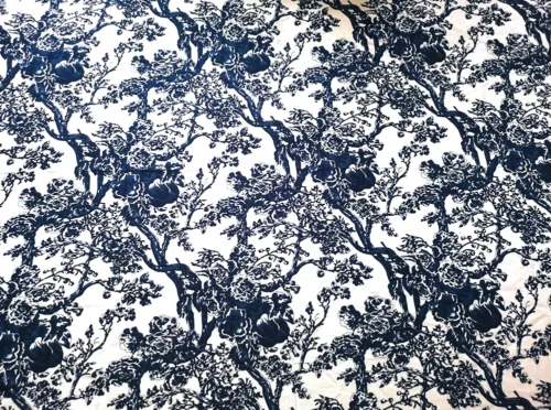 S625f4421649741e3abbfc85644e1699bk.webp Blue & White Tree Print Cotton Linen Fabric 1 × 1.4m – Sewing & Upholstery Fabric