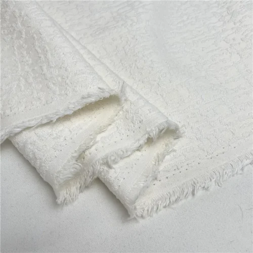 White 3D Jacquard Satin Fabric 100cm – Cotton & Memory Silk Blend for Hanfu & Qipao
