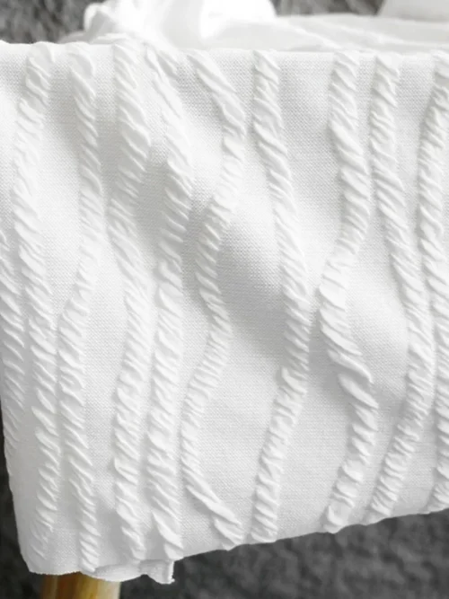 White Striped Jacquard Knit Fabric 1m – Stretch Pleated Fashion Fabric