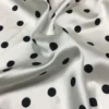 White Stretch Satin Fabric with Black Polka Dots 0.5 × 114cm – Dressmaking Fabric