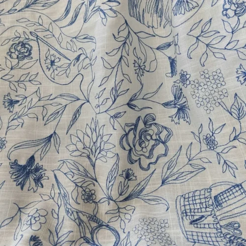 Soft French Embroidered Linen Fabric 1m – Decorative Fabric for Clothing & Home Décor