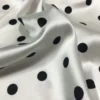 White Stretch Satin Fabric with Black Polka Dots 0.5 × 114cm – Dressmaking Fabric