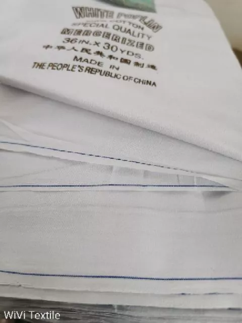 White Cotton Poplin Fabric 36" Width – 100% Cotton Fabric 30 Yards