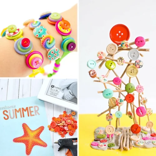 Assorted Colourful Sewing Buttons – 40pcs DIY Craft & Children’s Sewing Set