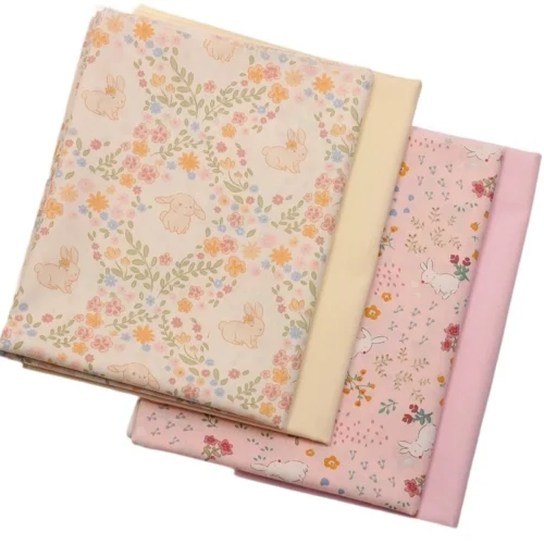 Japanese Strawberry Rabbit Cotton Twill Fabric 60" Width – Printed Fabric for Baju Kurung & Bedding