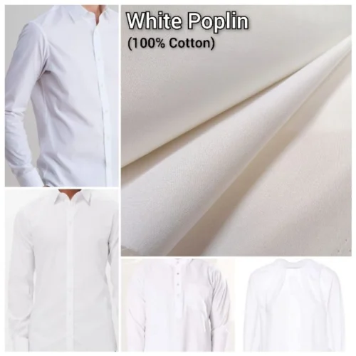 White Cotton Poplin Fabric 58" Width – 100% Cotton Fabric per Meter