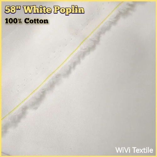 White Cotton Poplin Fabric 58" Width – 100% Cotton Fabric per Meter