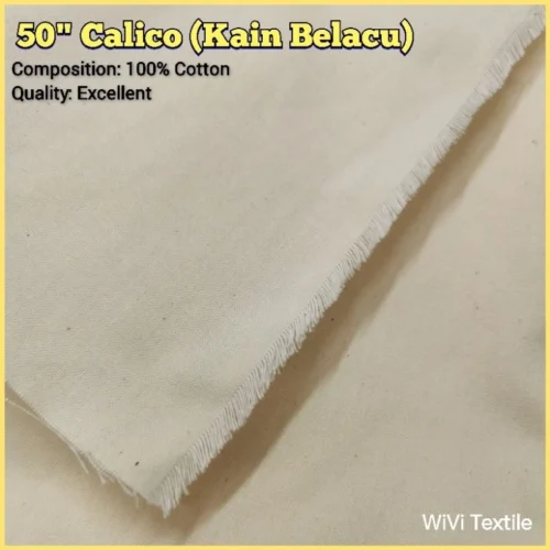 Calico Muslin Fabric 50" Width – Unbleached Cotton Fabric for Sewing & Bengkung