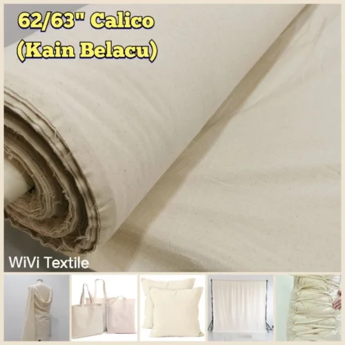 Calico Muslin Fabric 62–63" Width – Unbleached Cotton Fabric for Sewing & Bengkung