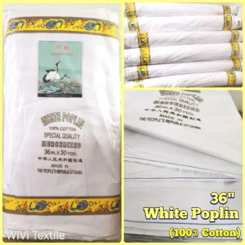 White Cotton Poplin Fabric 36" Width – 100% Cotton Fabric 30 Yards