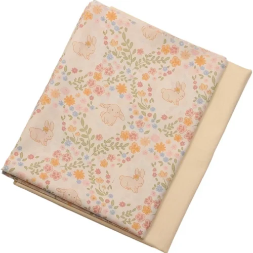 Japanese Strawberry Rabbit Cotton Twill Fabric 60" Width – Printed Fabric for Baju Kurung & Bedding